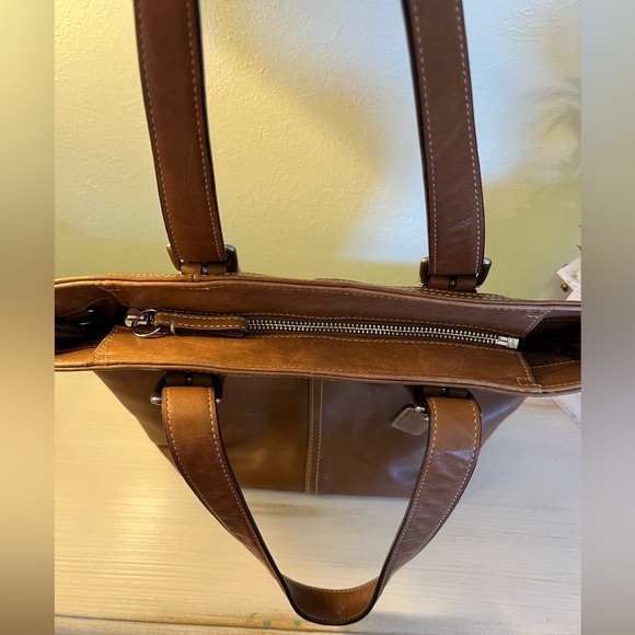 Vintage Y2K Coach Hampton Brown Leather Bucket Tote Bag - Picture 6 of 9